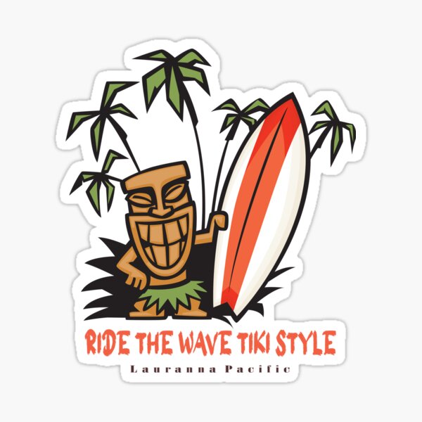 "TIKI SURFBOARDS" VINTAGE RETRO Sticker Decal 1960s LONGBOARD SURFER SURF 