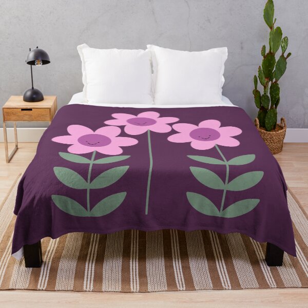 Item preview, Happy Pink Spring Flowers Retro MCM Mid Century Modern Happy Faces designed and sold by Orchyd.