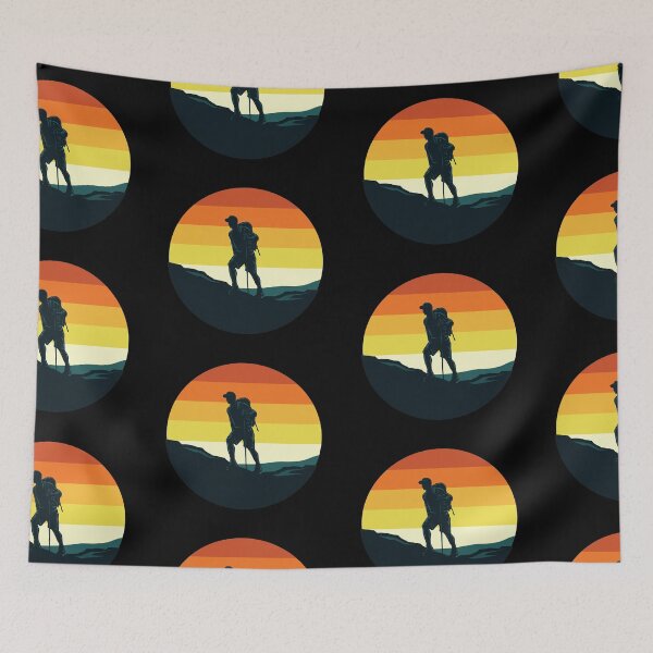 Item preview, Vintage Hiking silhouette for walking camping in the Countryside for men women and kids. designed and sold by TheFlipRepublic.