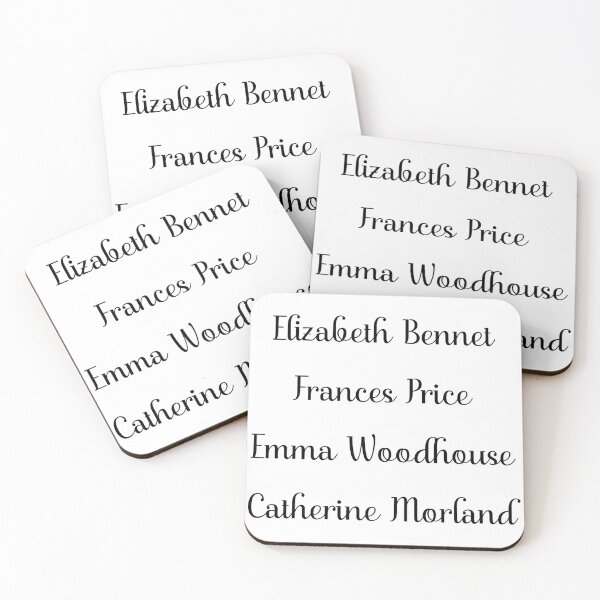 Item preview, Elinor Dashwood Elizabeth Bennet Frances Price Emma Woodhouse Catherine Morland Anne Elliot - Classy Black designed and sold by Floralife.