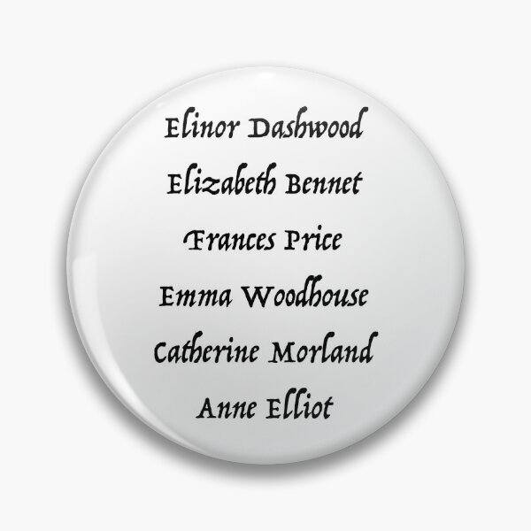 Artikelvorschau, Elinor Dashwood Elizabeth Bennet Frances Price Emma Woodhouse Catherine Morland Anne Elliot - Print Black entworfen und verkauft von Floralife.