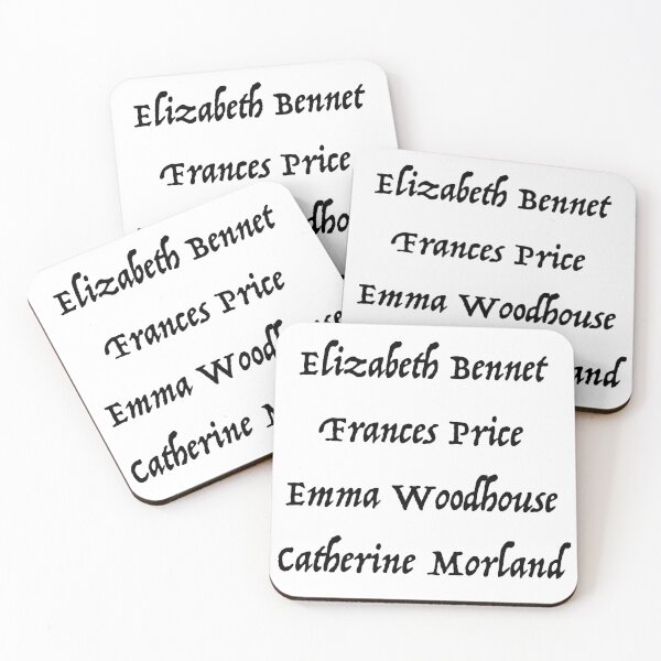 Item preview, Elinor Dashwood Elizabeth Bennet Frances Price Emma Woodhouse Catherine Morland Anne Elliot - Print Black designed and sold by Floralife.