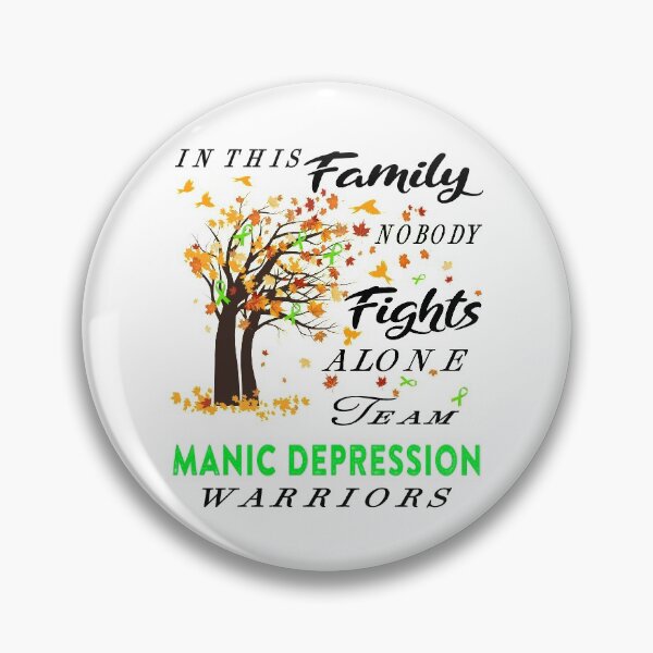 Item preview, In This Family No One Fight Alone Manic Depression Awareness ribbon tree designed and sold by radianen.