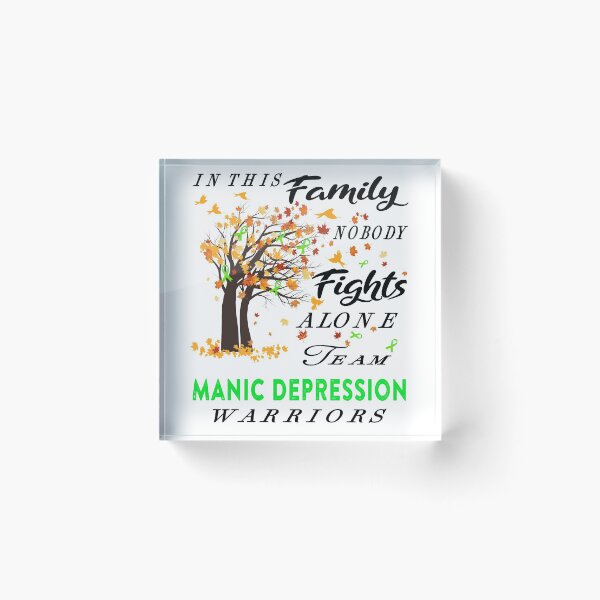 Item preview, In This Family No One Fight Alone Manic Depression Awareness ribbon tree designed and sold by radianen.