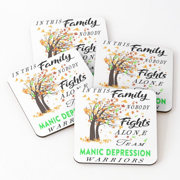 Item preview, In This Family No One Fight Alone Manic Depression Awareness ribbon tree designed and sold by radianen.