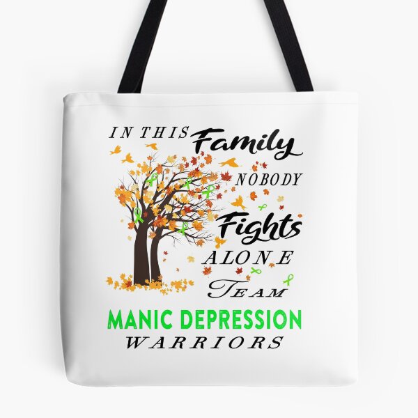 Item preview, In This Family No One Fight Alone Manic Depression Awareness ribbon tree designed and sold by radianen.