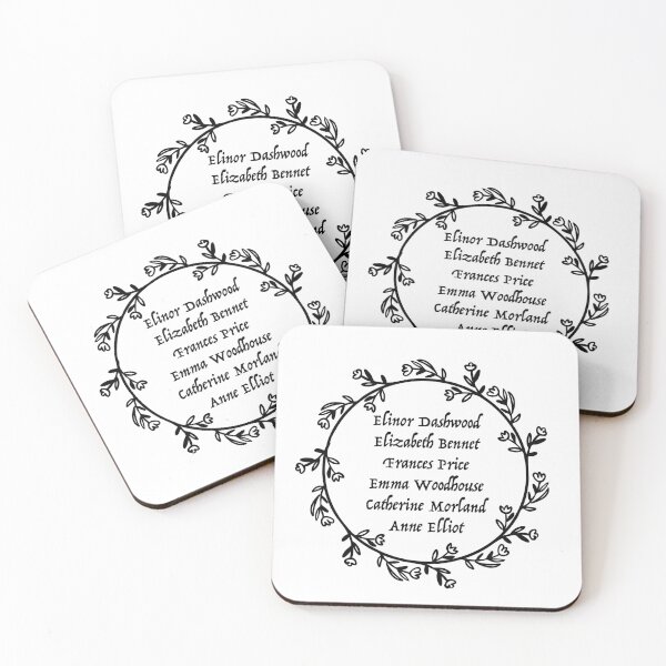 Item preview, Elinor Dashwood Elizabeth Bennet Frances Price Emma Woodhouse Catherine Morland Anne Elliot - Circle Black designed and sold by Floralife.