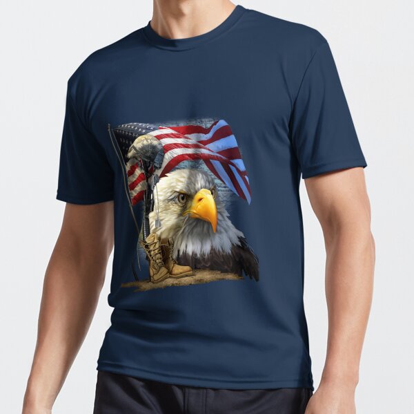 The Flag of USA with Bald Eagle | Active T-Shirt