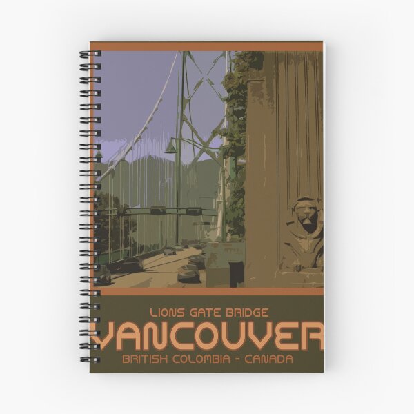 Item preview, Vintage Travel Poster of Lions Gate Bridge in Vancouver, BC designed and sold by kjaness.