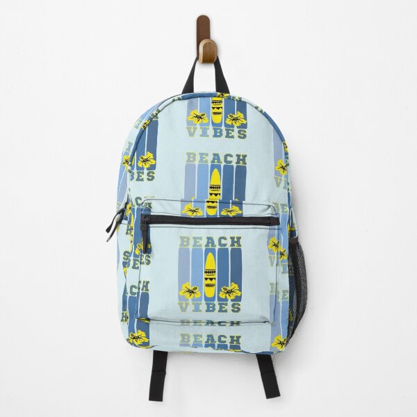 Item preview, BEACH VIBES - RETRO SUFBOARD AND FLORAL DESIGN IN BLUE - BLACK AND BRIGHT YELLOW designed and sold by Iskybibblle.