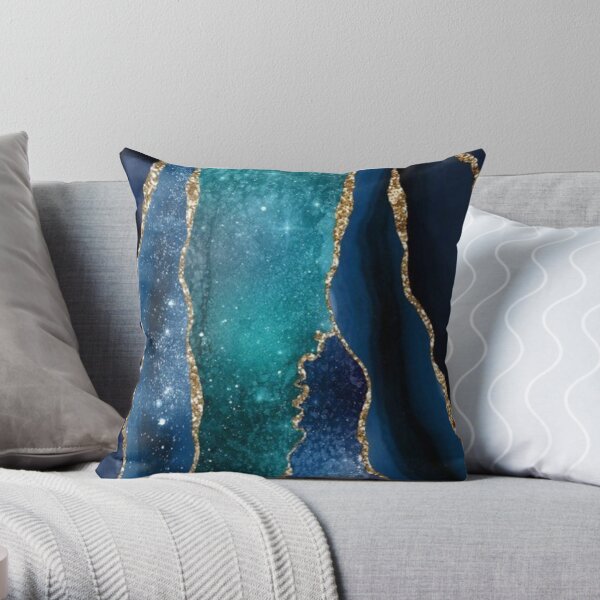 Blue and 2024 gold throw pillows