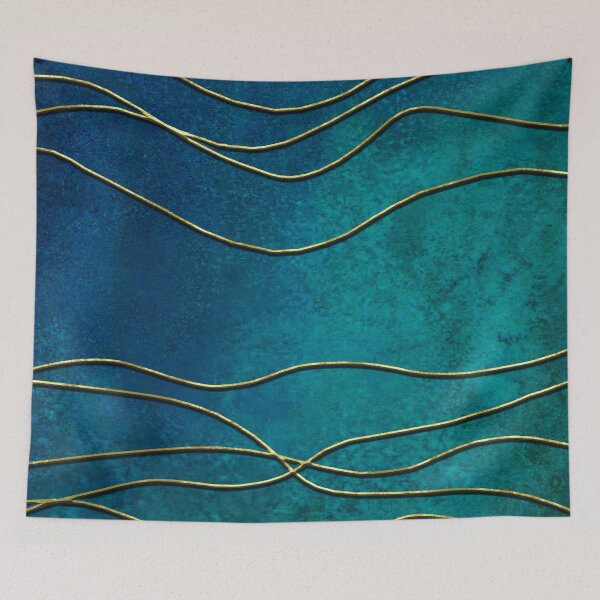 Item preview, Luxurious Deep Bluish Green and Golden Strings designed and sold by aartidote.
