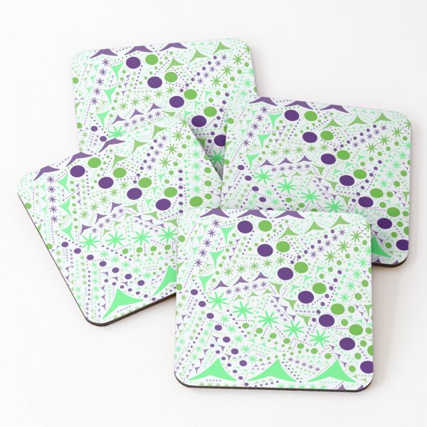 Item preview, Mid-Century Modern Shapes Purple Green  designed and sold by ShajenDesigns.