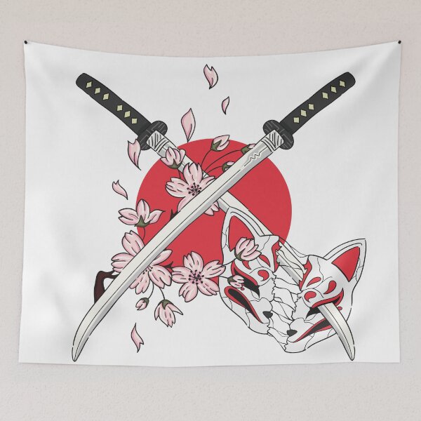 Item preview, Hand drawn Illustration Sword Japanese Style Mask designed and sold by Peekonet.
