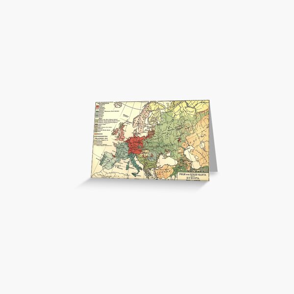 Vintage Linguistic Map of Europe (1907) Greeting Card