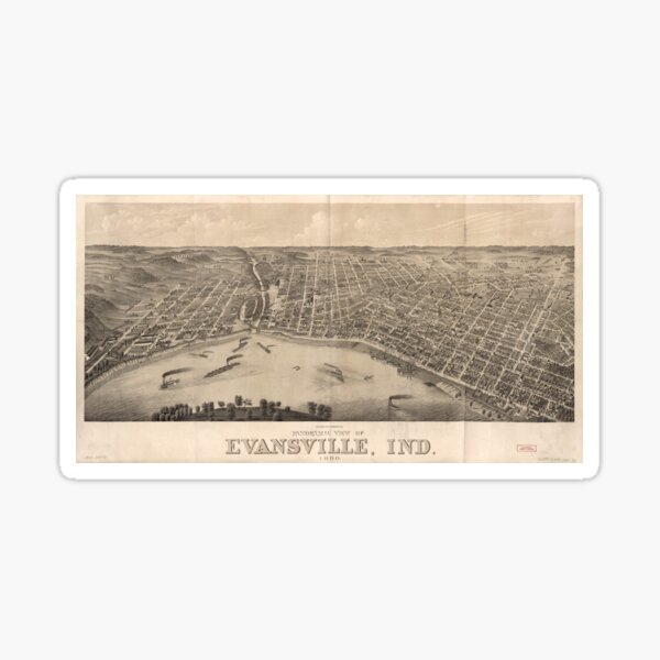 Item preview, Vintage Pictorial Map of Evansville Indiana (1880) designed and sold by BravuraMedia.