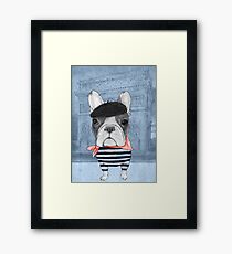 French Bulldog in front of Arc de Triomphe. Framed Print