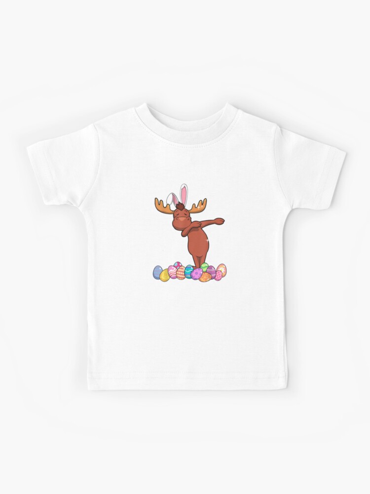 Dabbing Moose Bunny Ears Easter Egg Funny Easter T Kids T-Shirt for Sale  by christinewats
