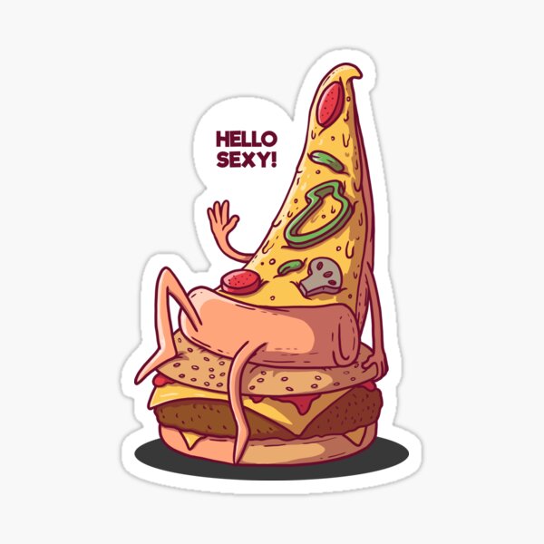 Sexy Pizza Sticker For Sale By Artwork Orange Redbubble 