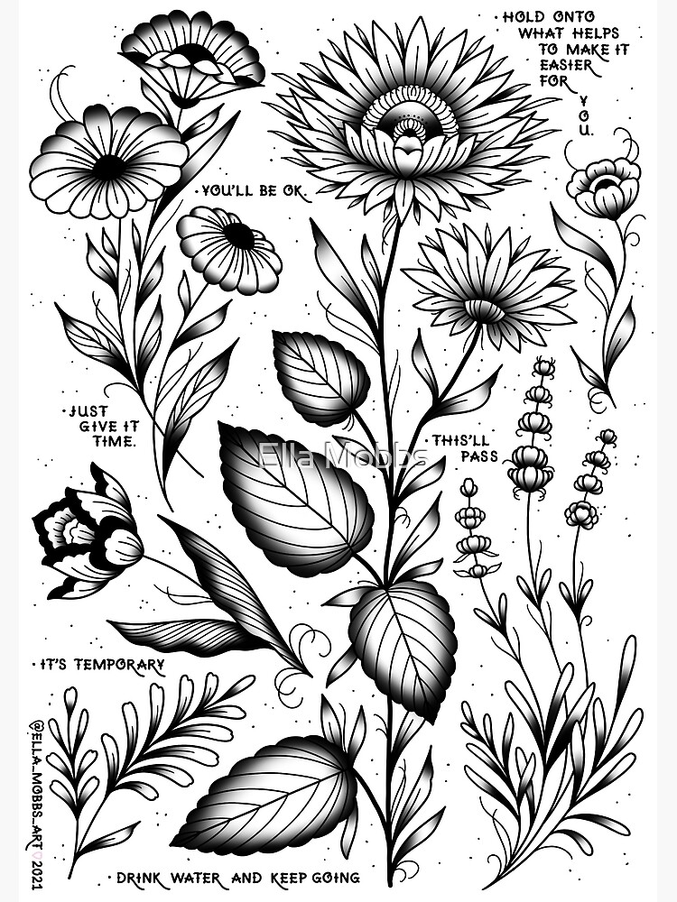 Native Australian Flowers Positivity Cute Traditional Flash Tattoo" Poster for Sale by Ella Mobbs