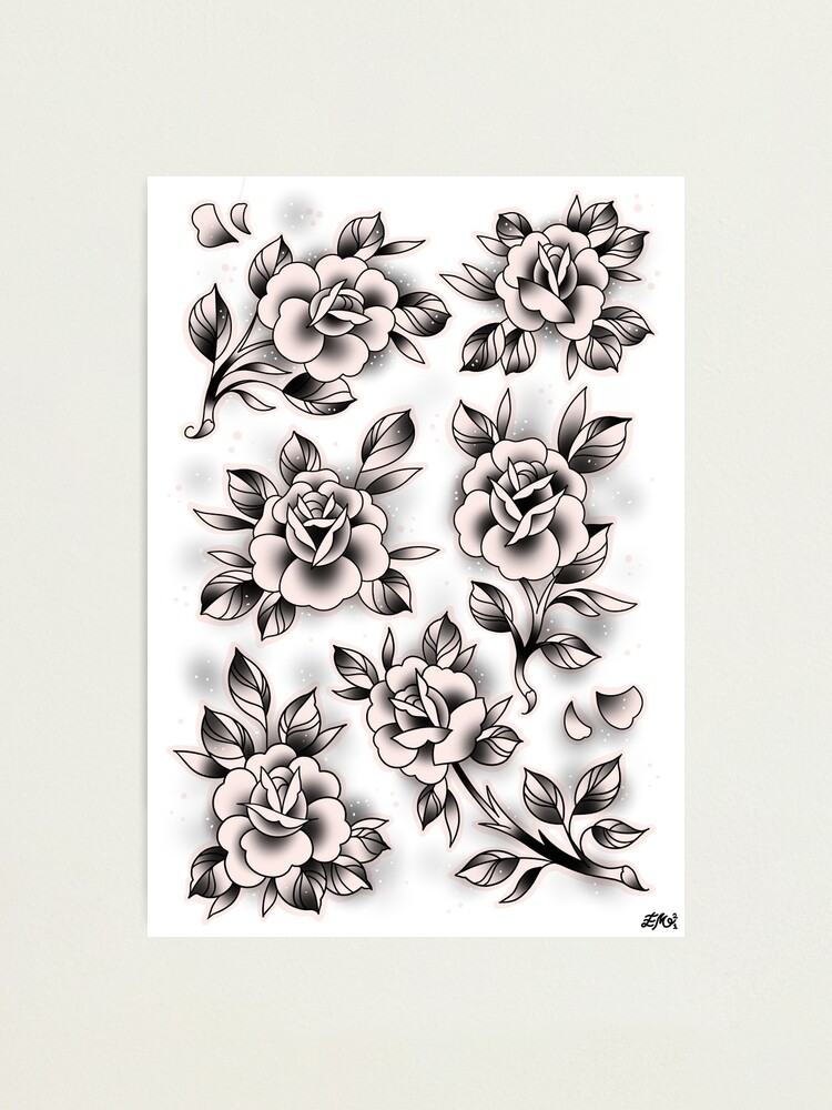 Vintage Flowers Tattoo Flash Sheet | eBay