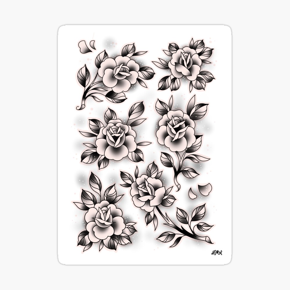 Watercolor flower tattoo flash painting. : r/TattooApprentice