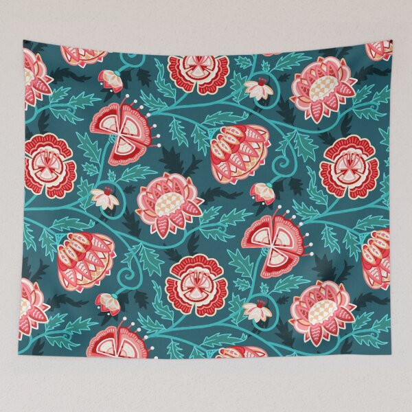 Item preview, Modern Indian Chintz - Pink & Mint designed and sold by TigaTiga.