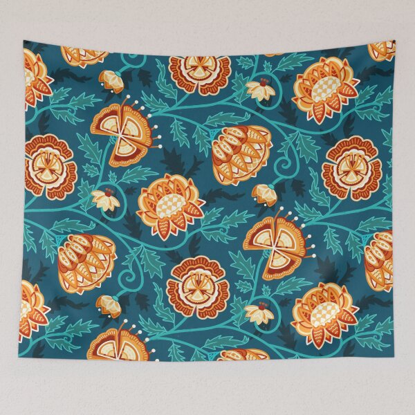 Item preview, Modern Indian Chintz - Orange & Mint designed and sold by TigaTiga.
