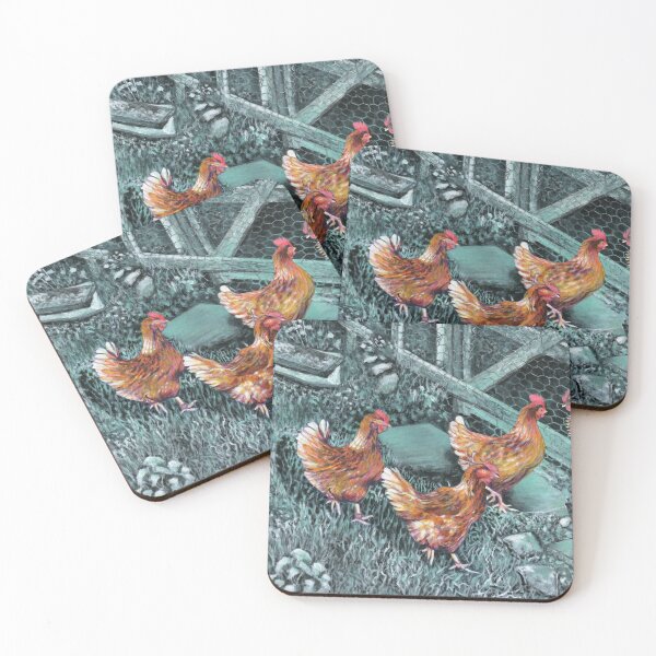 Item preview, Chickens farmyard art painting designed and sold by Marion Yeo.