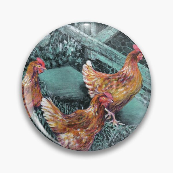 Item preview, Chickens farmyard art painting designed and sold by Marion Yeo.