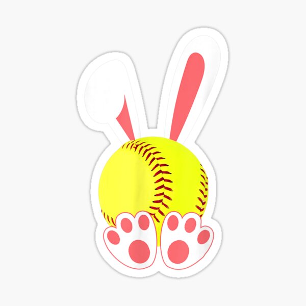 "Softball Player Easter Bunny Ears For Girls Boys" Sticker for Sale by