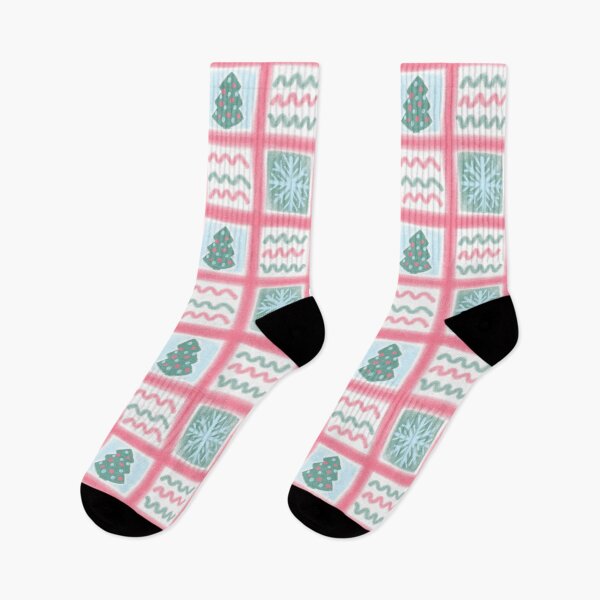 Item preview, Red-green New Year's, Christmas print, tree, snowflake pastel. designed and sold by UVI-CA.