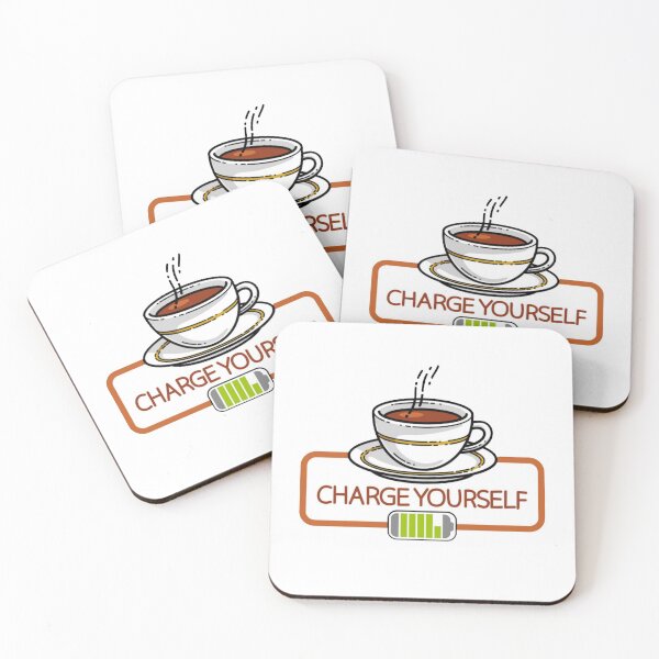 Item preview, Coffee Charging - Coffee Cup with Battery Accumulator Sign & Steam - Charge Yourself designed and sold by WearWolfDesigns.