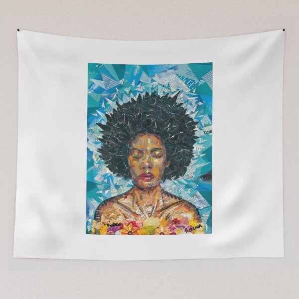 Aperçu de l'œuvre Collage Afro Bleu créée et vendue par Oliva-Collage.
