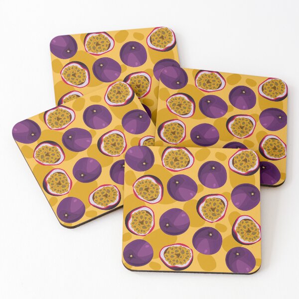 Item preview, A pattern of passion fruit on a yellow background. designed and sold by LionKsi89.