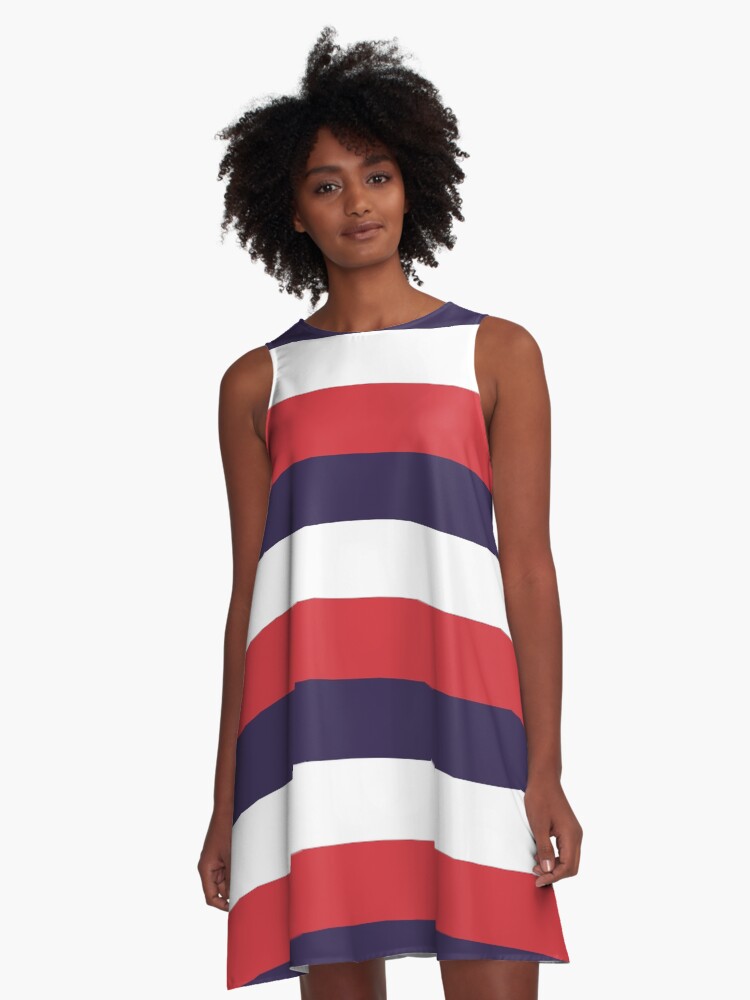 3 Large RED NAVY BLUE and WHITE Horizontal STRIPES A Line Dress for Sale by RachelMacht Redbubble