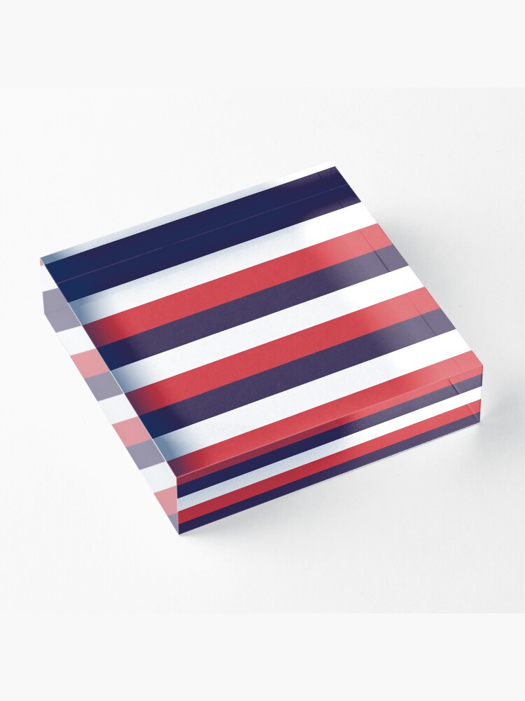 Alternate view of 3 Large RED NAVY BLUE and WHITE Horizontal STRIPES Acrylic Block