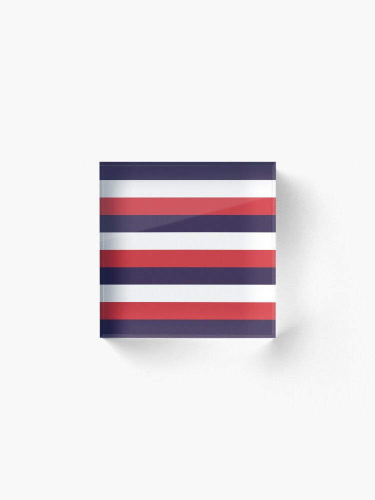 Alternate view of 3 Large RED NAVY BLUE and WHITE Horizontal STRIPES Acrylic Block