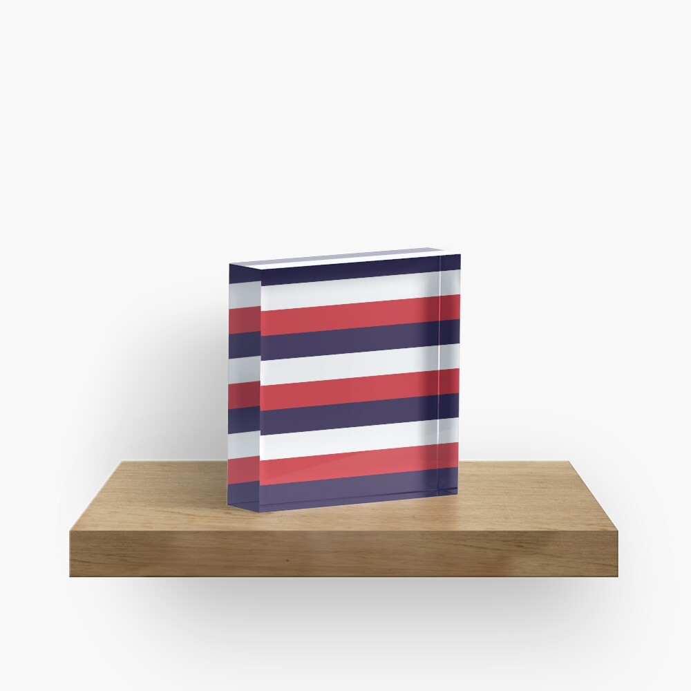 3 Large RED NAVY BLUE and WHITE Horizontal STRIPES Acrylic Block