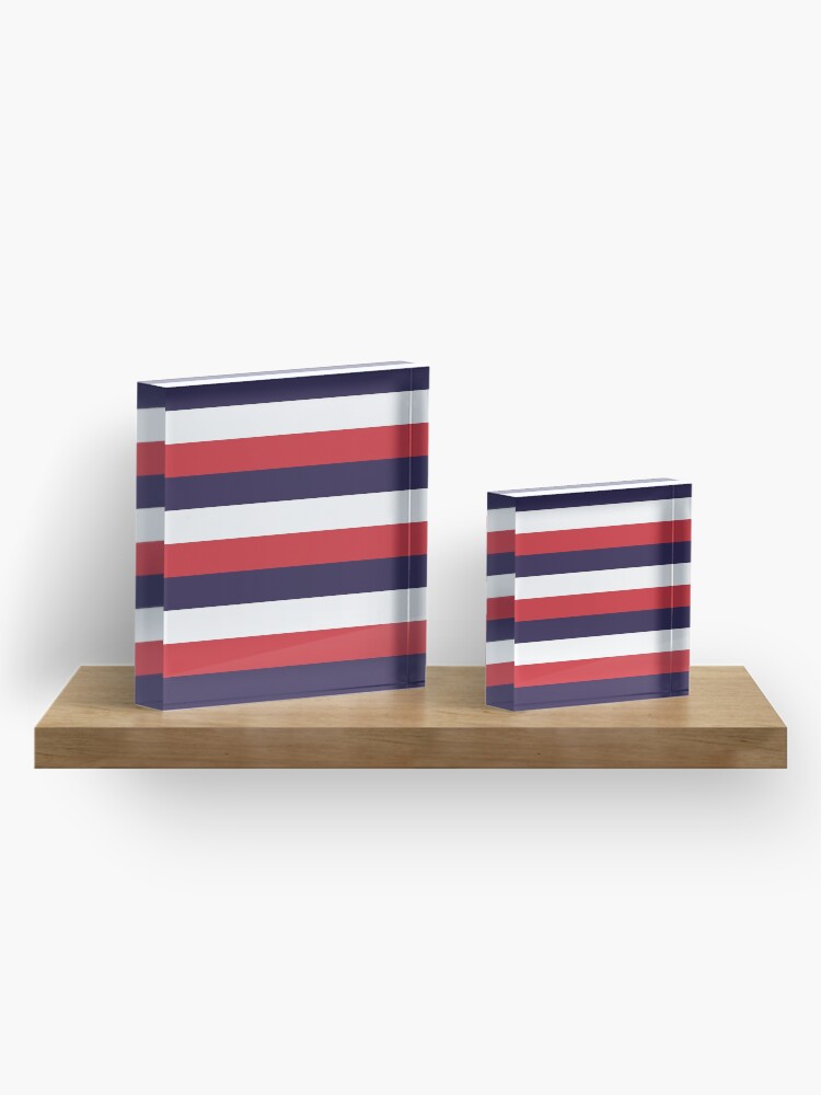 Alternate view of 3 Large RED NAVY BLUE and WHITE Horizontal STRIPES Acrylic Block