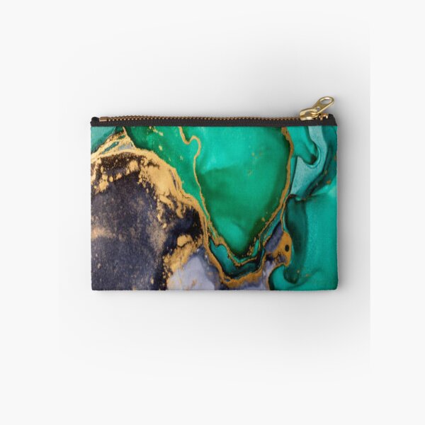 Item preview, Aqua Blue Black Gold Marble Art designed and sold by BEyourself be.