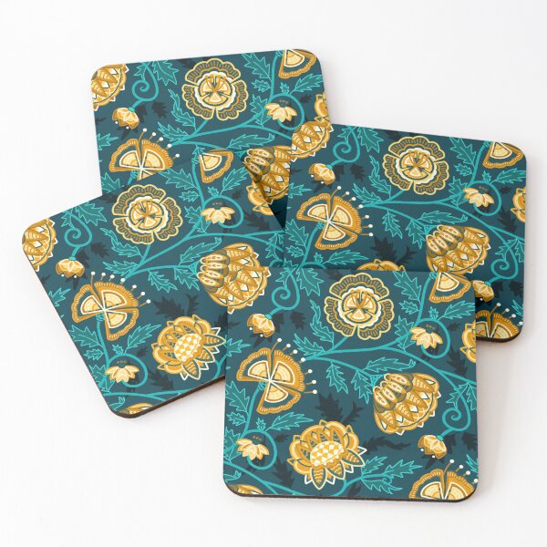 Item preview, Modern Indian Chintz - Mustard & Teal designed and sold by TigaTiga.