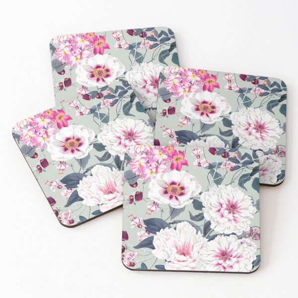 Item preview, Luxury Florals, Pink and White on Green designed and sold by meggydesigns.