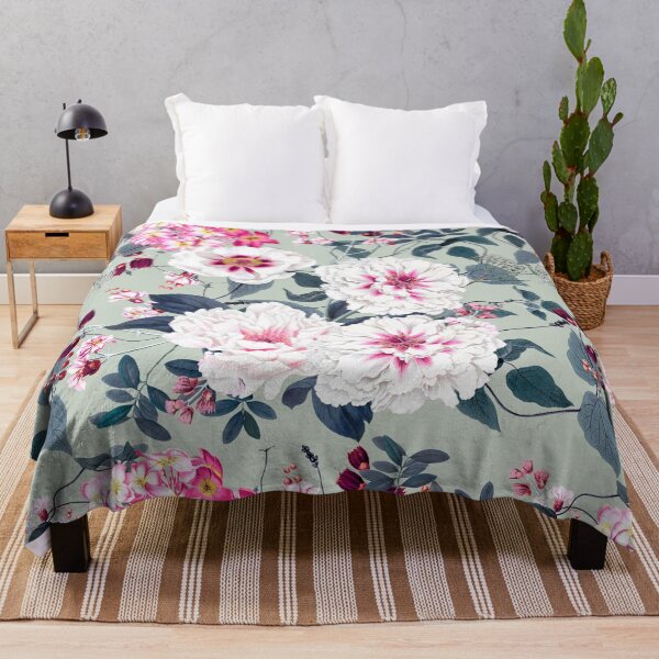 Item preview, Luxury Florals, Pink and White on Green designed and sold by meggydesigns.