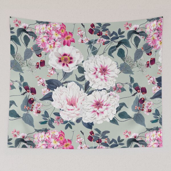 Item preview, Luxury Florals, Pink and White on Green designed and sold by meggydesigns.