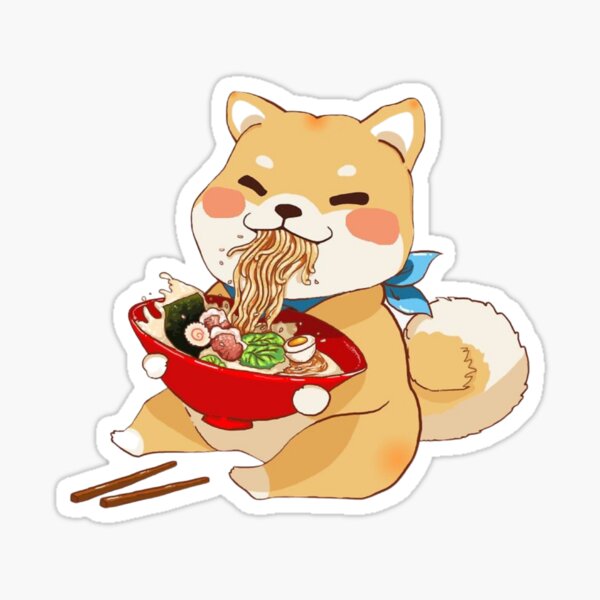 shiba inu eating ramen