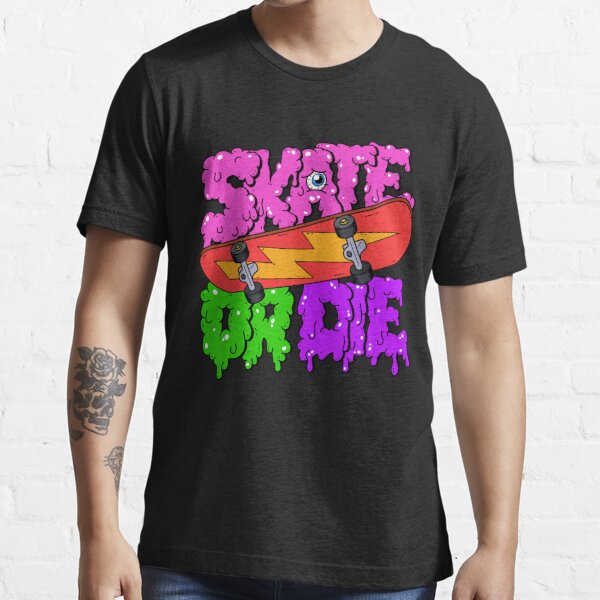 Skeleton On A Skateboard, Skate Or Die Essential T-Shirt for Sale by  frankparker