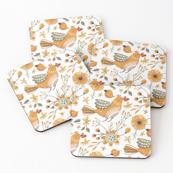 Item preview, Watercolor Pattern of Flowers and Birds Illustration Art designed and sold by MortexApparel.