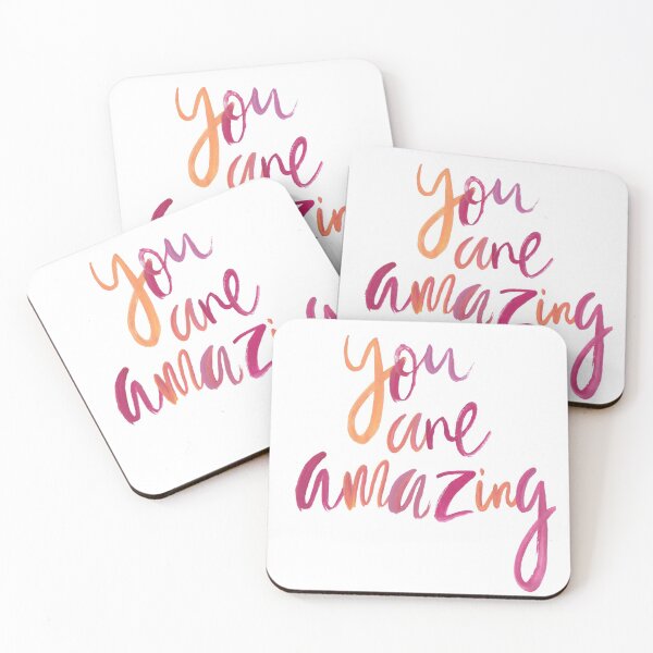 Item preview, You Are Amazing Words Text Saying Quite Script Hand Written Pink & Orange designed and sold by WearWolfDesigns.