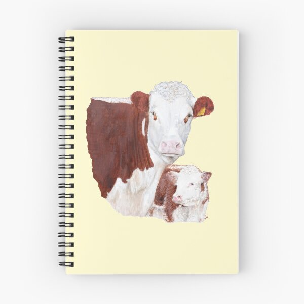 Item preview, Hereford Cow with Calf Painting (yellow background) designed and sold by SandraWarmerdam.